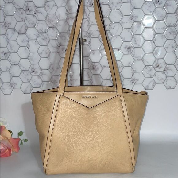 NWT Michael Kors Whitney Tan Leather Tote Bag - Picture 1 of 11